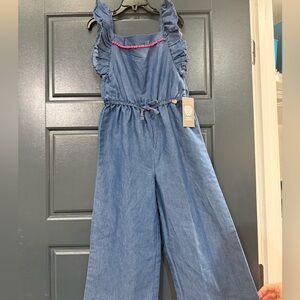 Vince Camuto Kids Denim Jumpsuit with Ruffle Straps NWT